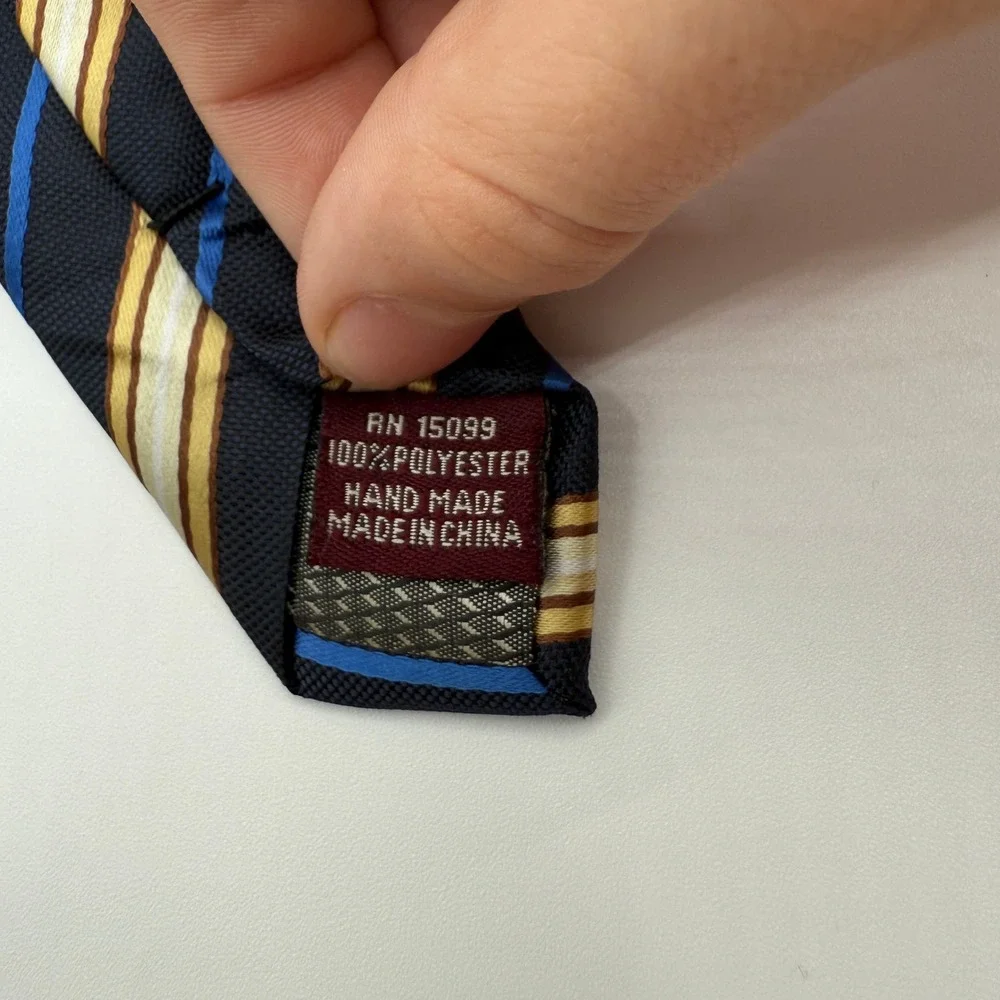 Covington Mens Striped Necktie Polyester Formal‎ Business Blue Gold